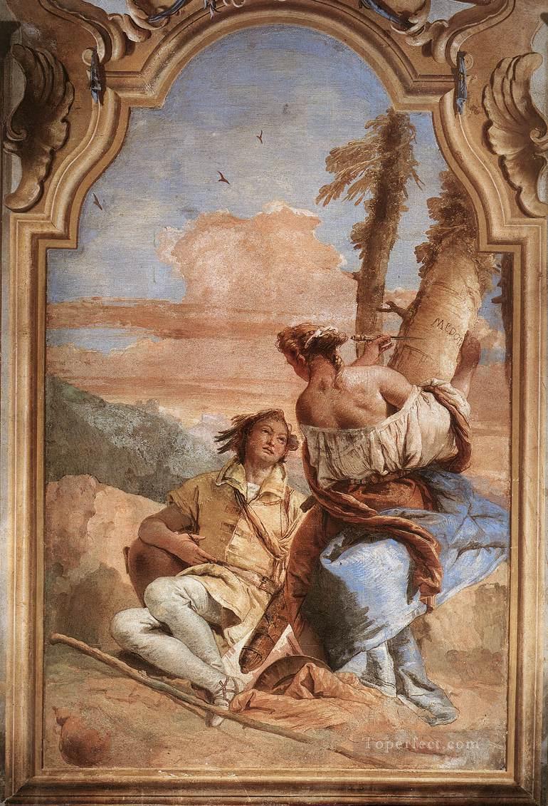 Villa Valmarana Angelica tallando el nombre de Medoros en un árbol Giovanni Battista Tiepolo Pintura al óleo